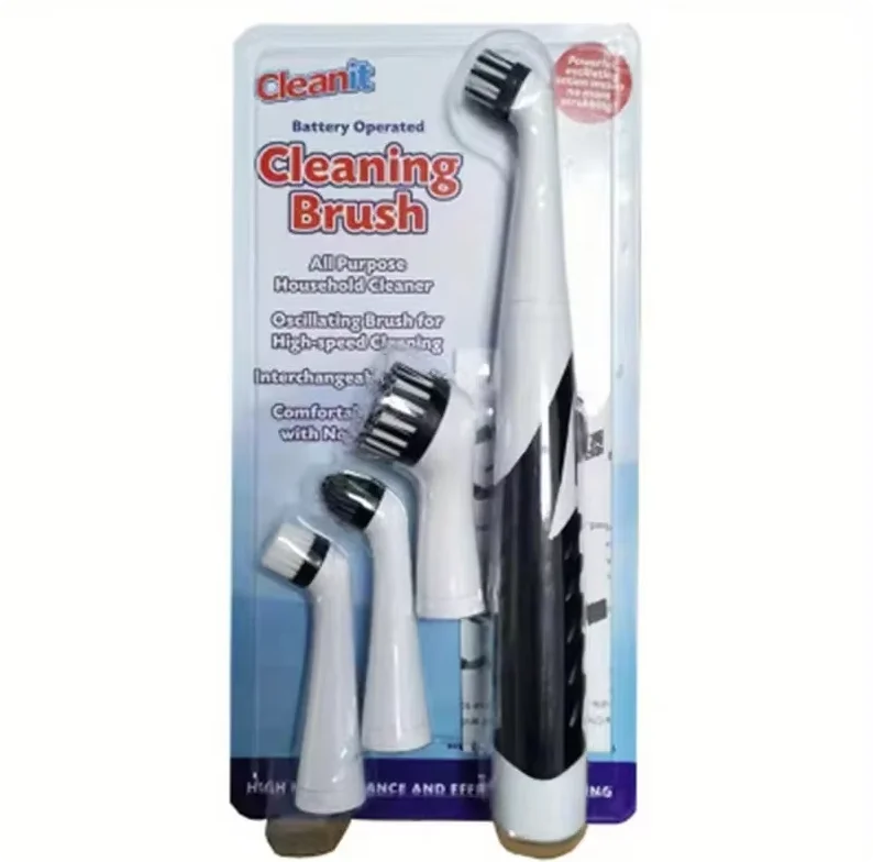 Leaning Brush Cleaning Tool with 4 Brushes Multifunctional Electric Cleaning Brush Cleaning Supplies