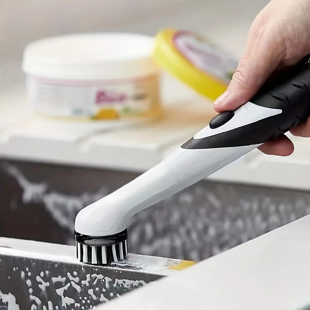 Leaning Brush Cleaning Tool with 4 Brushes Multifunctional Electric Cleaning Brush Cleaning Supplies